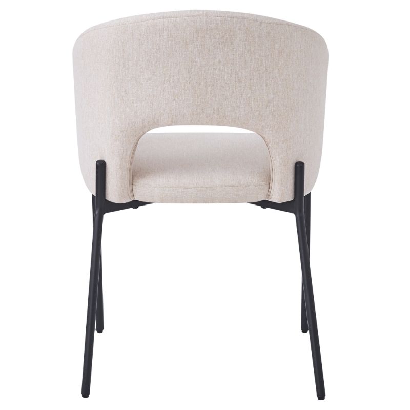 Jedálenská stolička, béžová látka, nohy kov čierny, LONKA