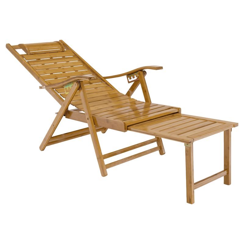 Záhradné polohovacie kreslo, prírodná, bambus, URSEL