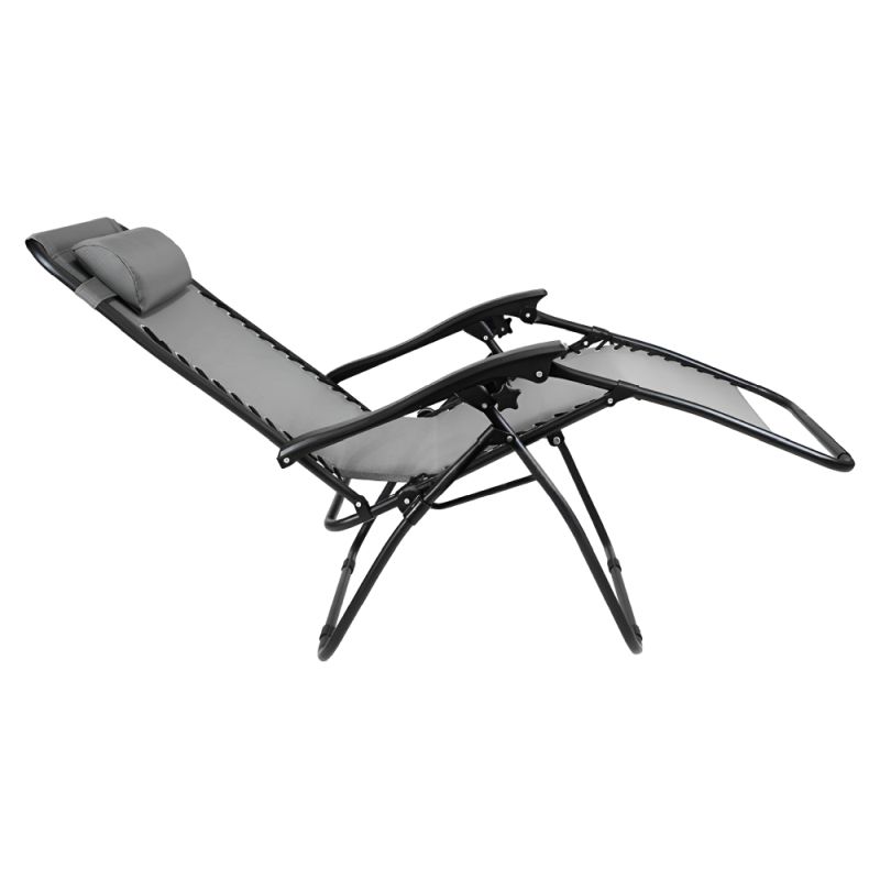 Záhradné, polohovacie kreslo, látka svetlosivá, kov čierny, GERALD NEW