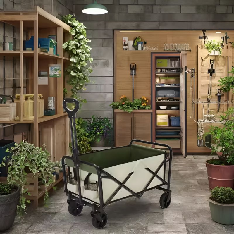 Záhradný vozík, skladací, béžový, zelený, čierny, KARIL