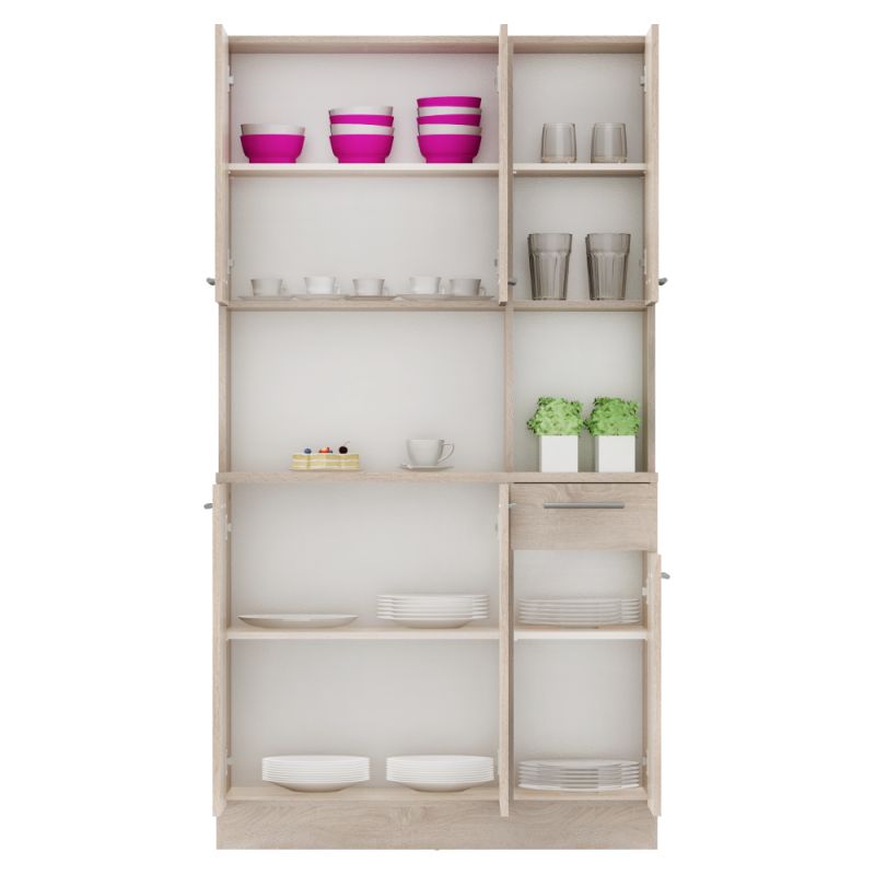 Šesťdverový kredenc, 100cm, dub sonoma, PELION NEW