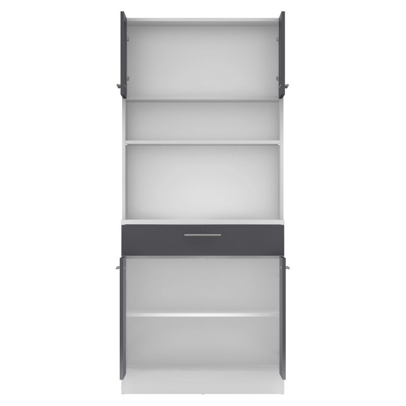 Štvordverový kredenc, 80cm, biely, grafit, DOMIS NEW