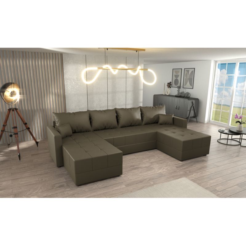 Univerzálna sedacia súprava, hnedá látka, DUAN U UNI