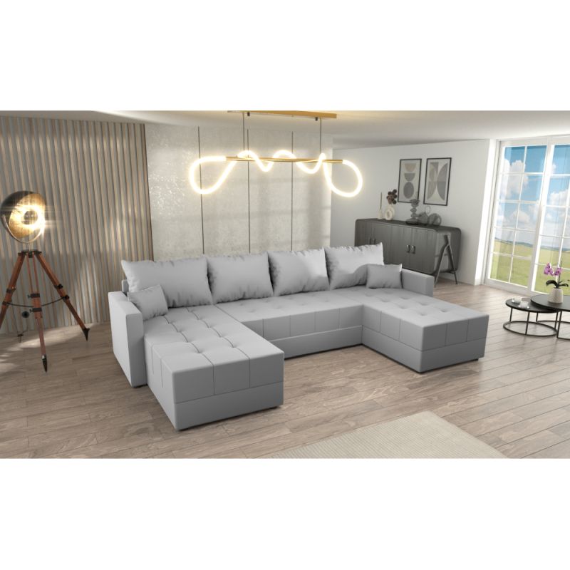 Univerzálna sedacia súprava, sivá látka, DUAN U UNI