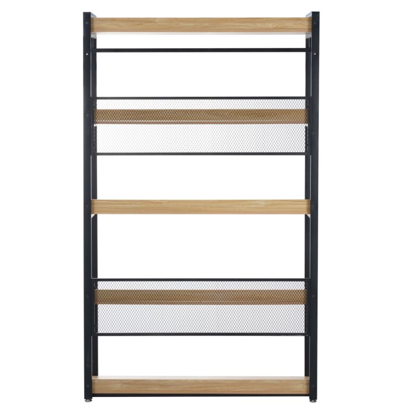 Regál, 120cm, 5-policový, dub, čierny, KILOS NEW TYP 3