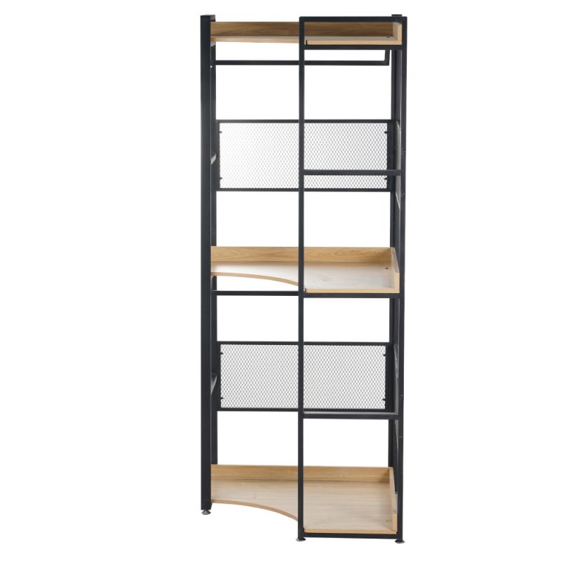 Regál, 80cm, rohový s policou, dub, čierny, KILOS NEW TYP 5