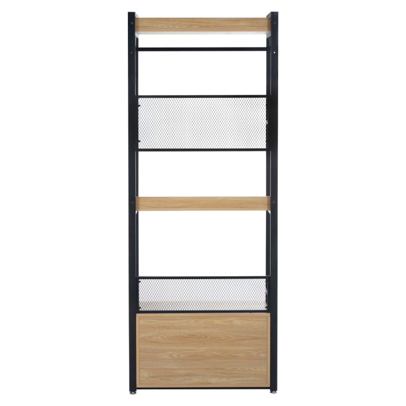 Regál, 80cm, so zásuvkami, dub, čierny, KILOS NEW TYP 1