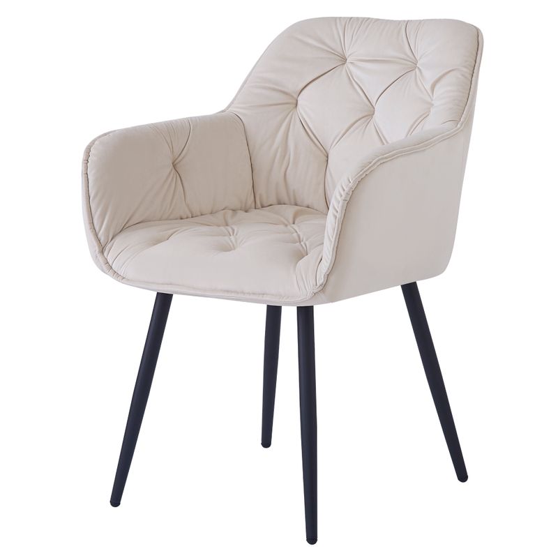 Dizajnové kreslo, béžová Velvet látka, nohy kov čierny, FEDRIS NEW