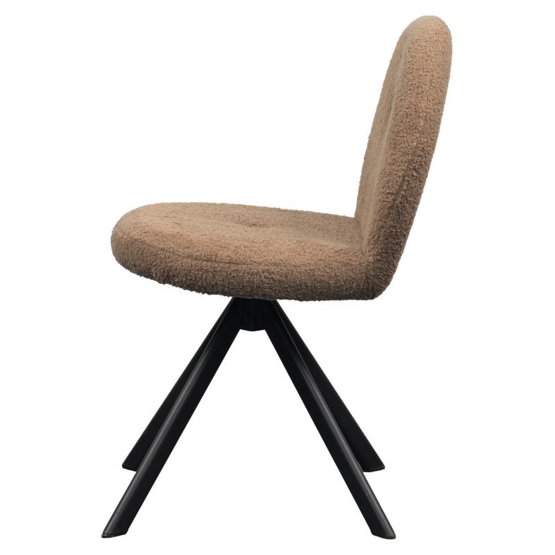 Jedálenská stolička, svetlohnedá látka bouclé, nohy kov čierny, RODIA