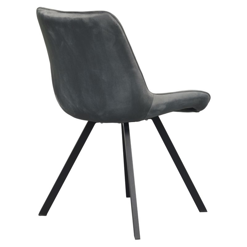 Jedálenská stolička, tmavosivá Velvet látka, nohy kov čierny, SAMIRA