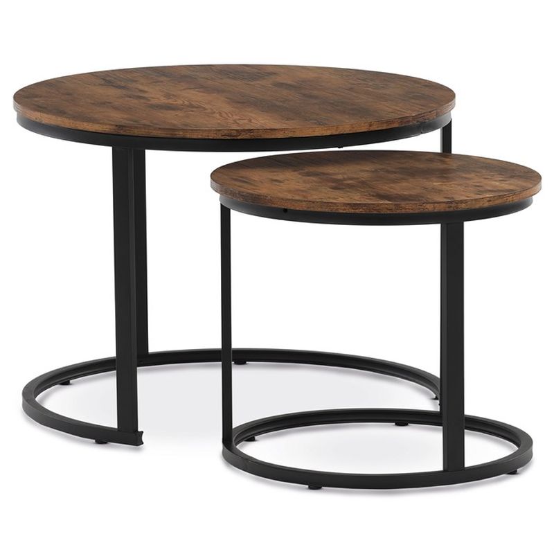 Set konferenčných stolíkov, 70x70cm, MDF, staré drevo, CT-X7122 OLW