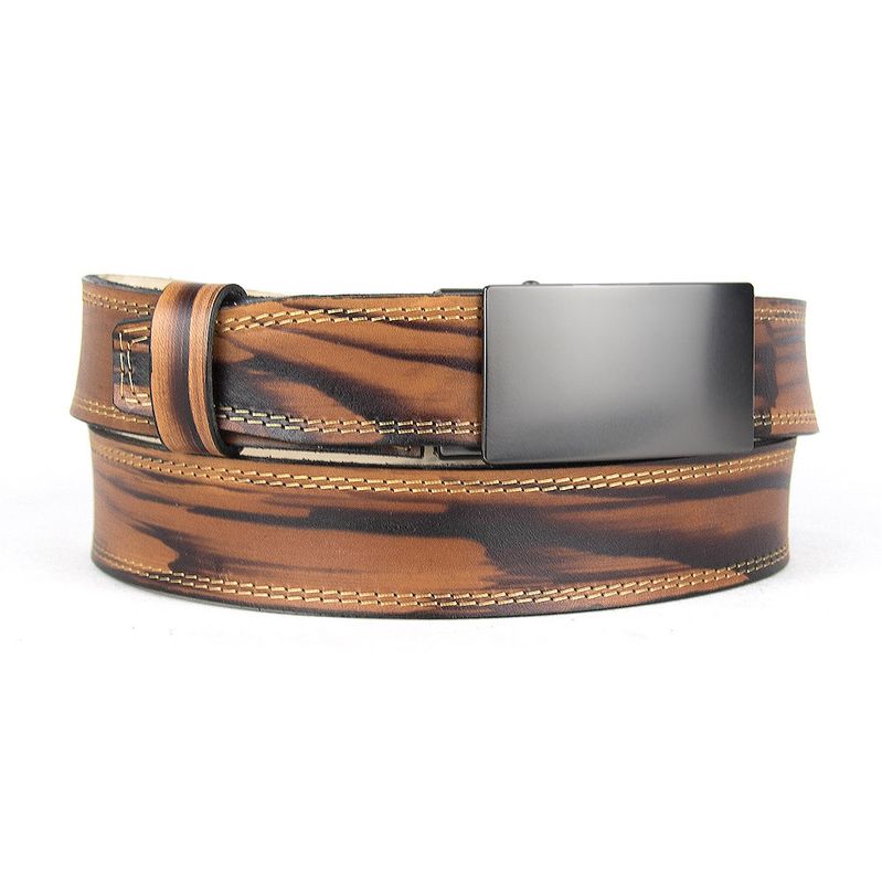 Kožený ručne maľovaný opasok, pracka s brzdou, 126cm, Limitovaná edícia 07