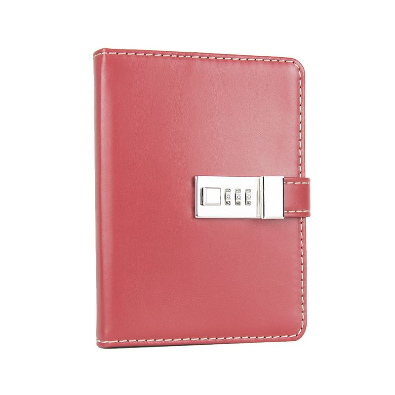 Kožený zápisník MIDDLE s číselným zámkom v červenej farbe