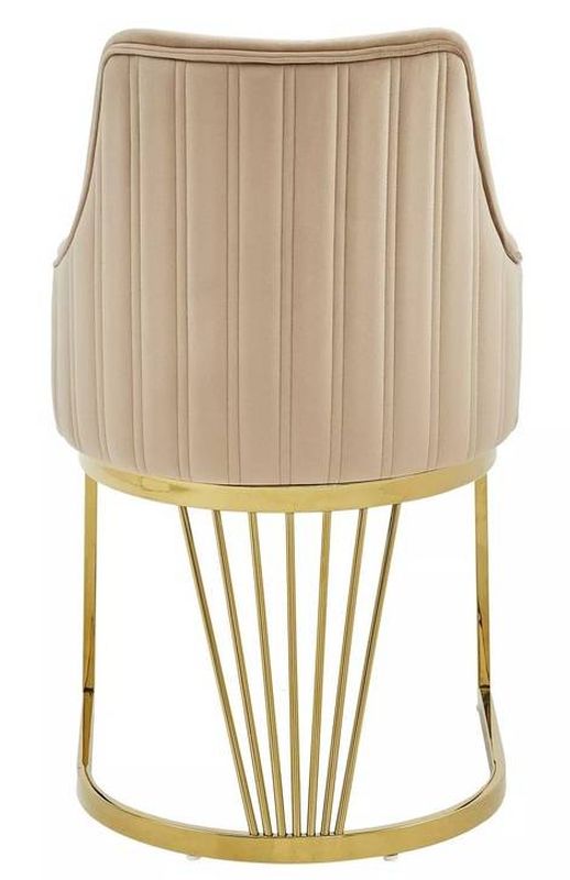 Jedálenská stolička, béžová látka, nohy gold chróm zlatý, ALURE VELVET
