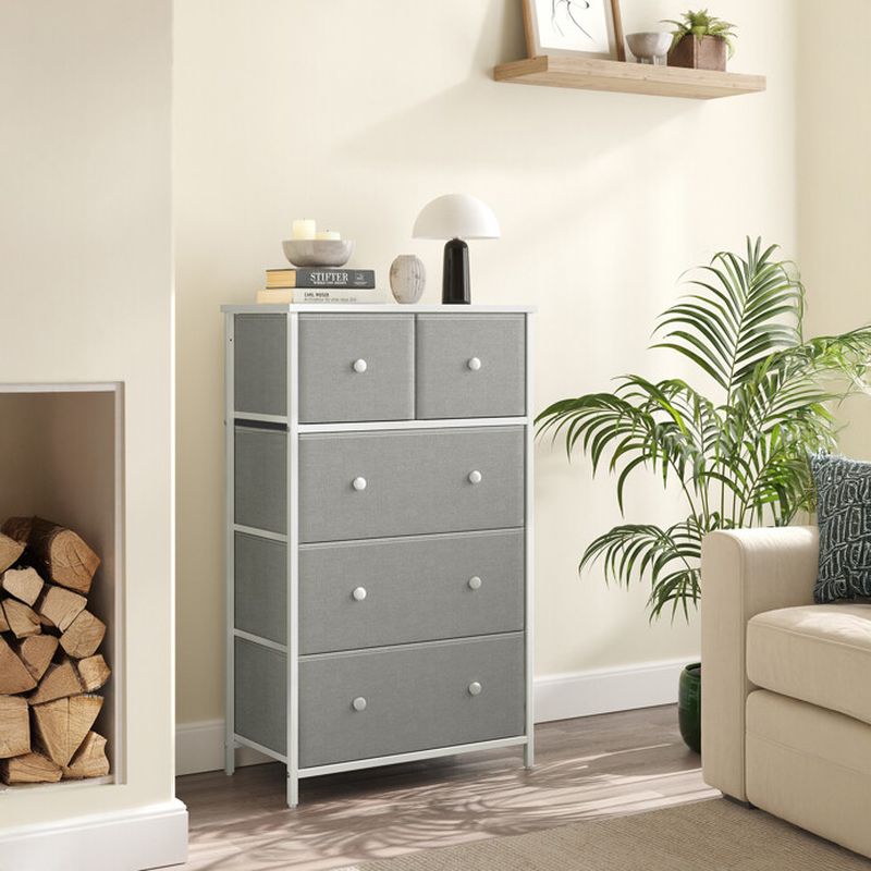 Komoda, 56cm, kov, sivá, AUK-E1051 GREY