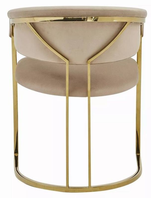 Jedálenská stolička, svetlobéžová látka, nohy gold chróm zlatý, TULIPE VELVET