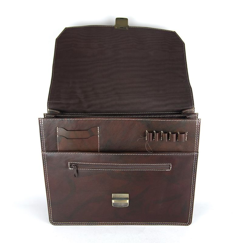 Kožená aktovka č.7897, ručne tamponovaná v tmavo hnedej farbe