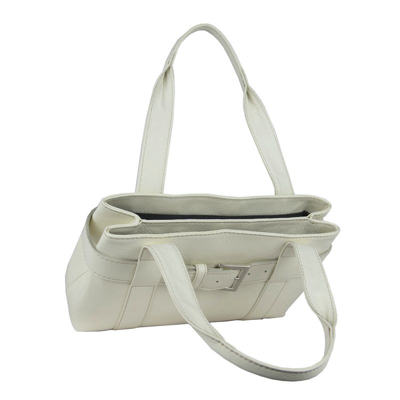 Dámska kožená kabelka v krémovej farbe