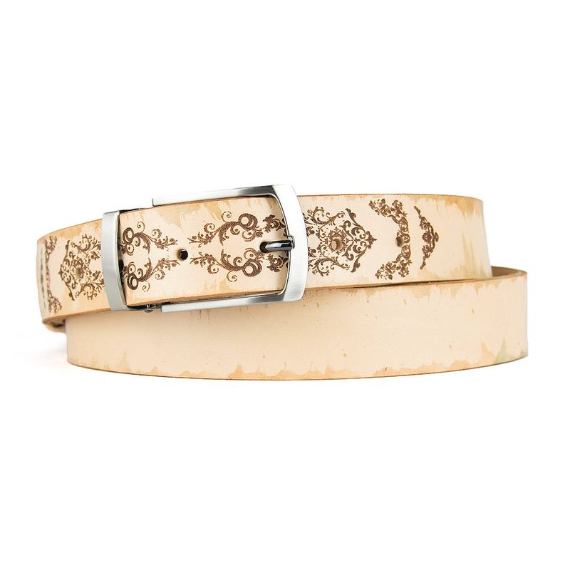 Maľovaný a gravírovaný kožený opasok - Ornament, 138cm, Limitovaná edícia 05