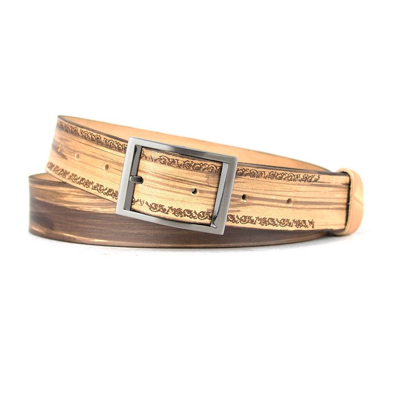 Maľovaný a gravírovaný kožený opasok - Ornament, 137cm, Limitovaná edícia 01