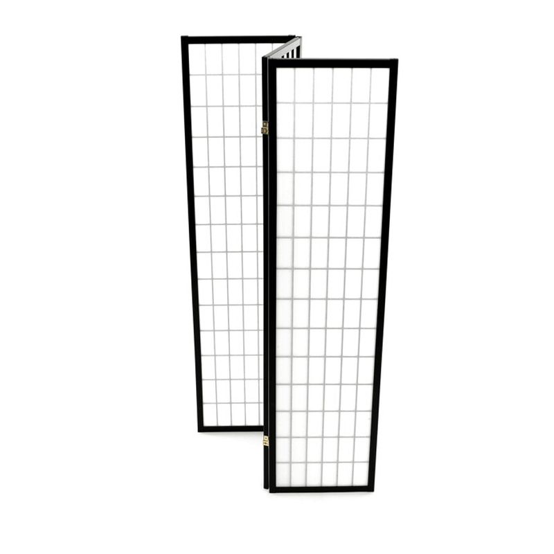 Paraván, 132cm, masív, čierny, EF-E803 BK