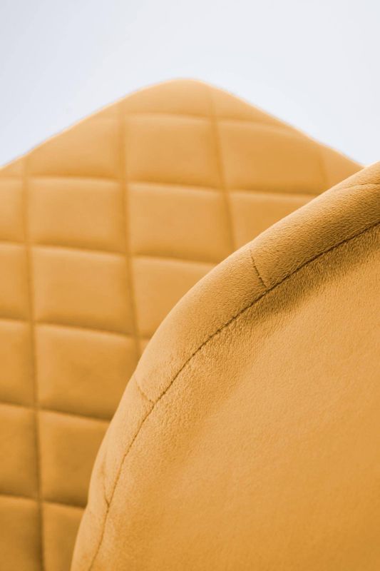 Jedálenská stolička, žltá látka, nohy kov čierny, K-525