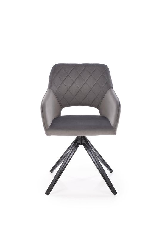 Jedálenská stolička, sivá látka, nohy kov čierny, K-535