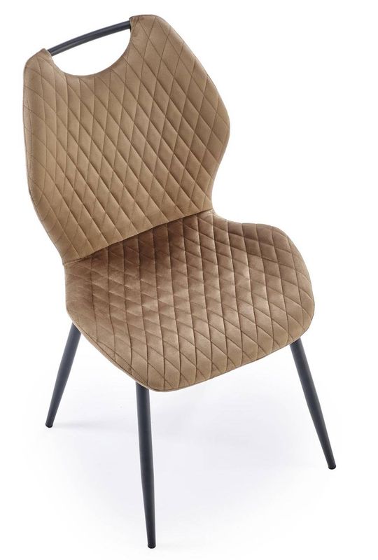 Jedálenská stolička, béžová látka, nohy kov čierny, K-569