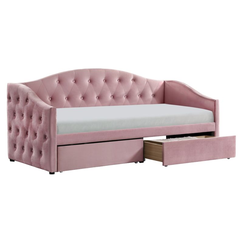 Posteľ, 90x200, s roštom, ružová látka, ZASKA