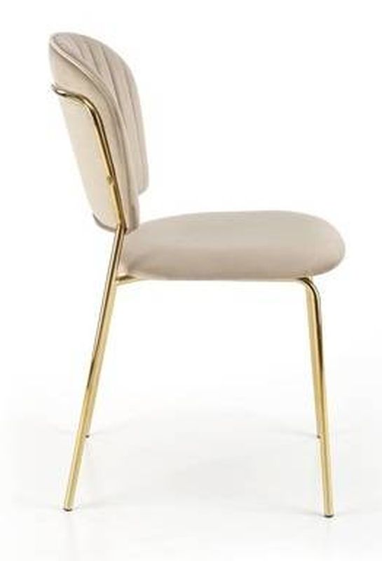 Jedálenská stolička, béžová látka, nohy gold chróm zlatý, K-499