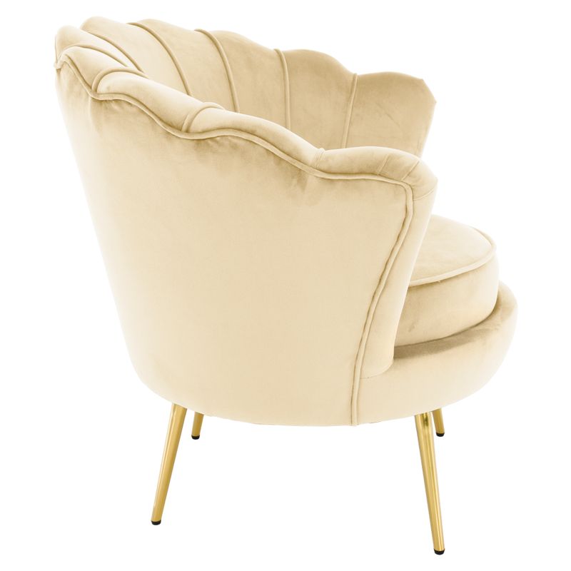 Kreslo Art-deco, béžová Velvet látka, kov gold chróm zlatý, NOBLEO