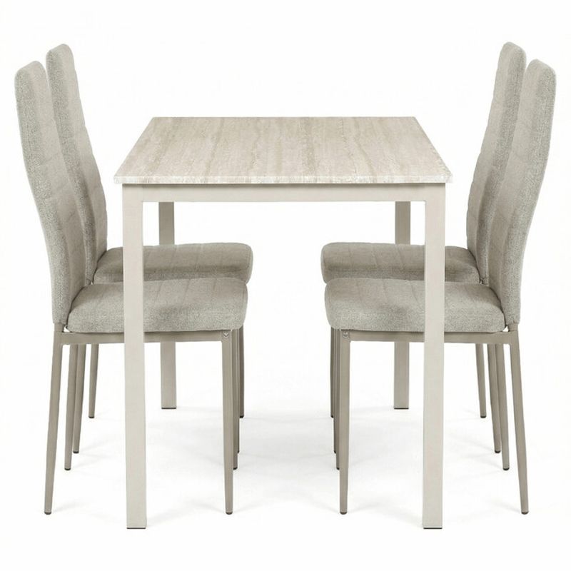 Jedálenský set 1+4, 110x70cm, MDF, travertín, látka krémová, ASE-1039 CRM2