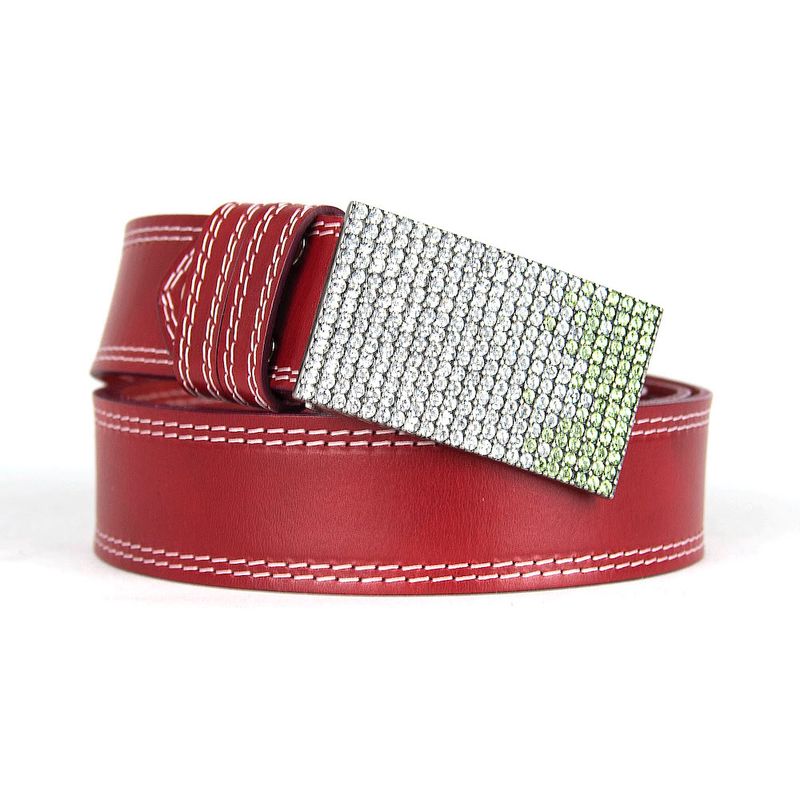 Unikátny bordový opasok z pravej kože SWAROVSKI GREEN, Ručná výroba na Slovensku