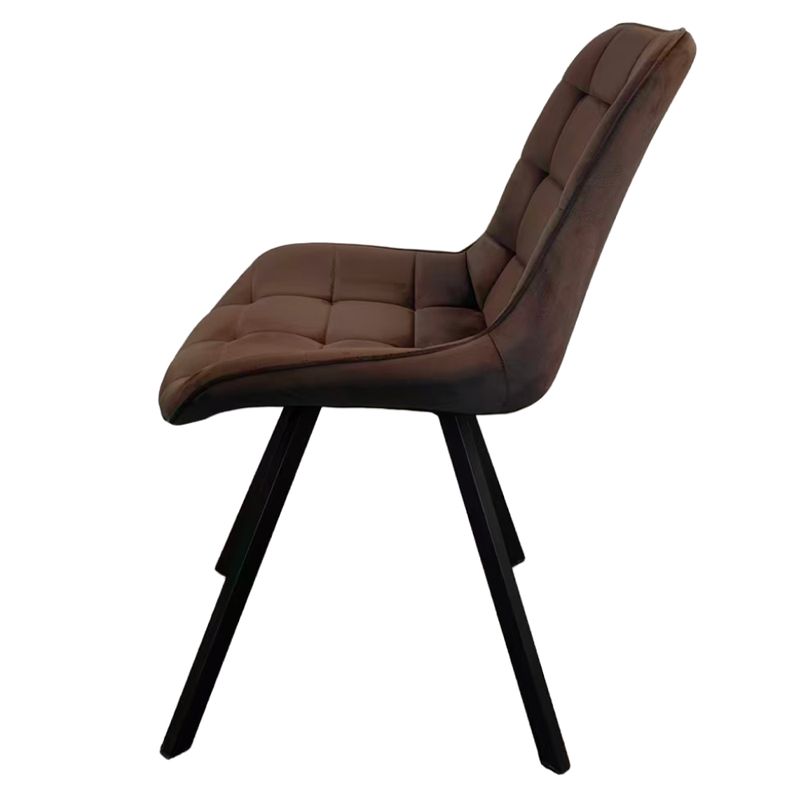 Jedálenská stolička, tmavohnedá Velvet látka, nohy kov čierny, SAMIRA