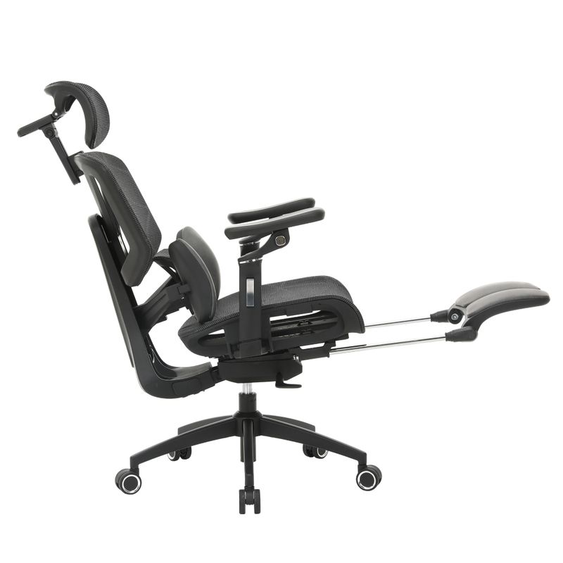 Kancelárske kreslo, tmavosivá sieťovina, látka a ekokoža, VILMER