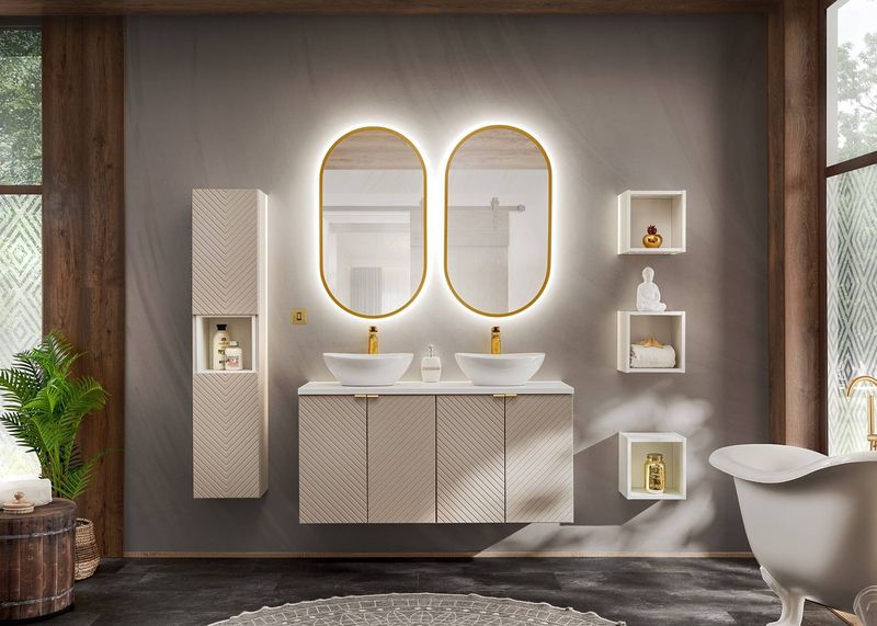 Vysoká skrinka, 30cm, kašmír mat, VIVA CASHMERE 80-03-2D