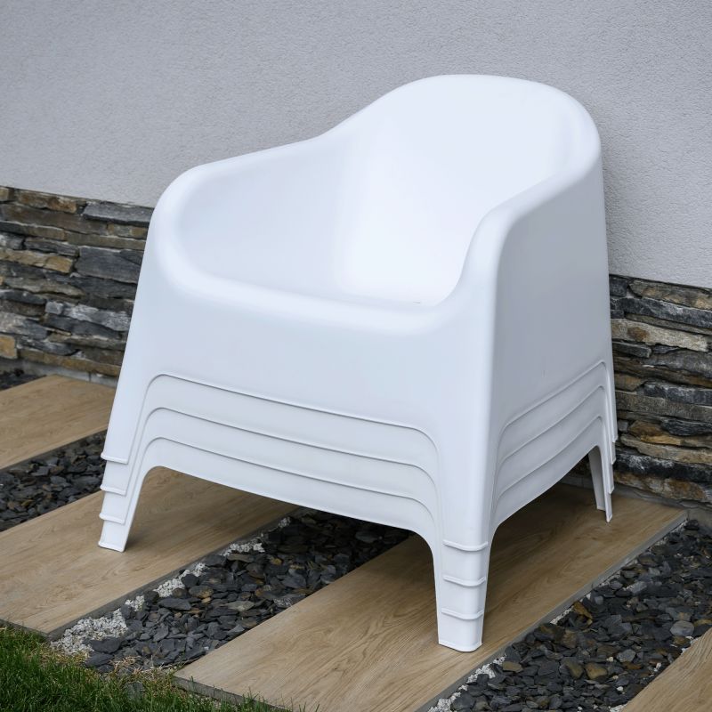 Záhradné stohovateľné kreslo, biely plast, SOKRA NEW