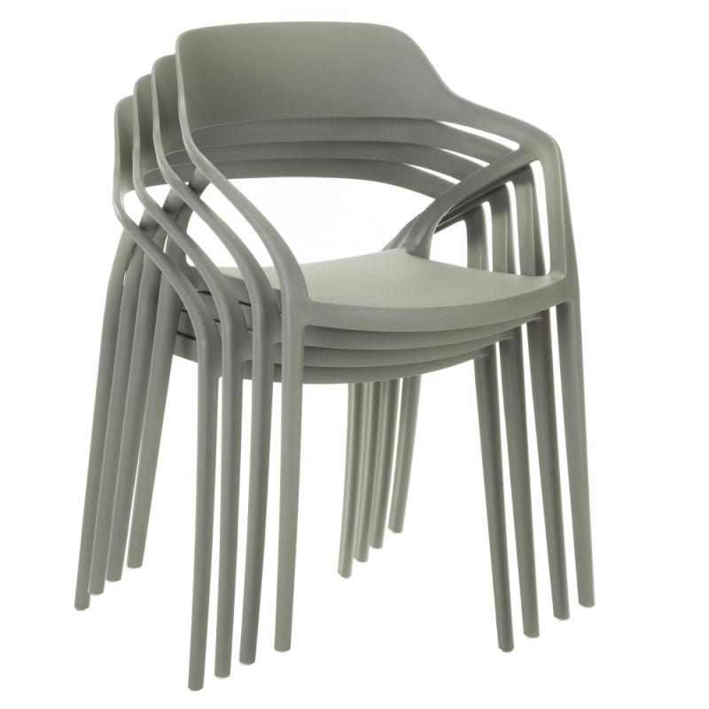 Stohovateľná stolička, sivý plast, ALFIO