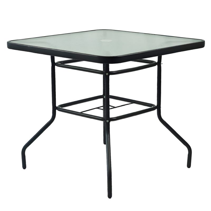Jedálenský stôl, 80x80cm, sklo, čierny, DEMAT NEW TYP 2