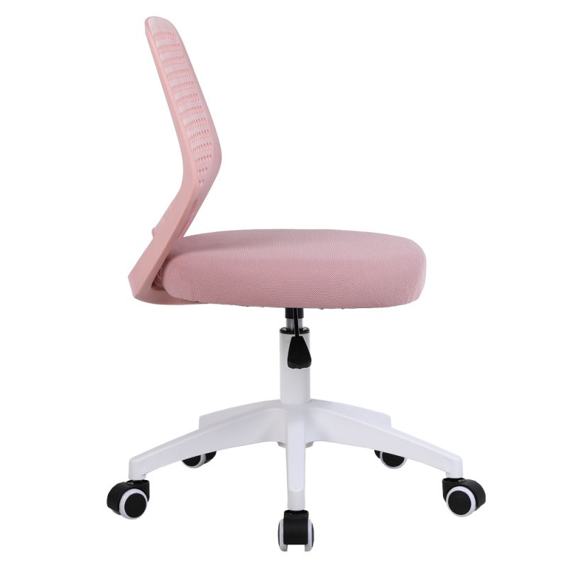 Otočná stolička, ružová sieťovina, plast, biela, SATOZ