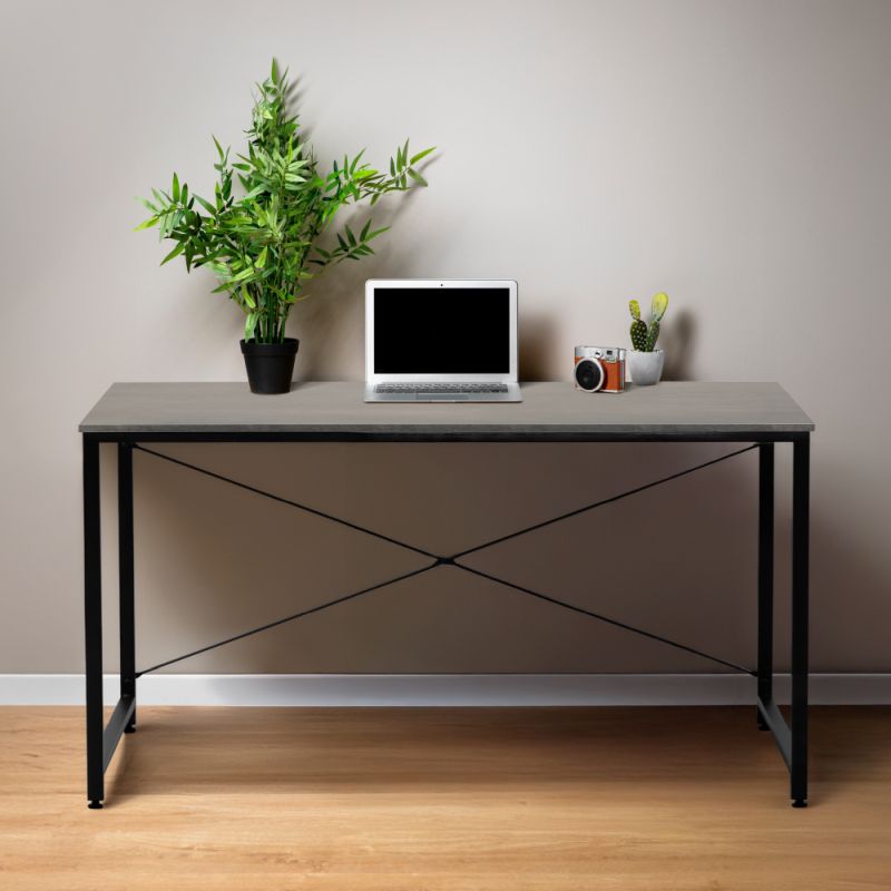 Písací stôl, 150x60cm, betón, čierny, MELLORA