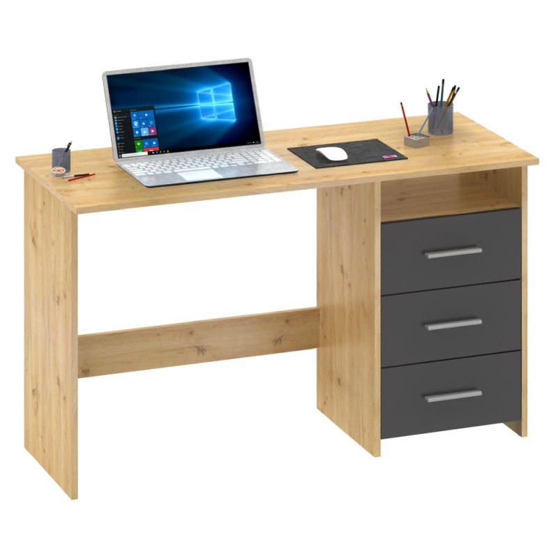 PC stôl, 123x50cm, dub artisan, grafit, LARISTOTE NEW