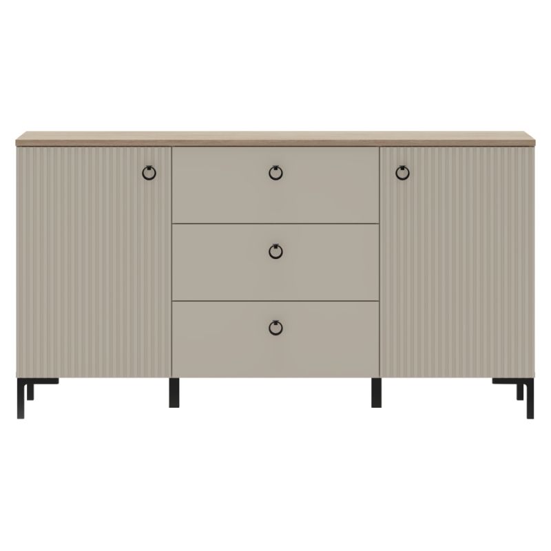 Komoda, 150cm, sivohnedá Taupe, dub silverjack, kombinovaná, DOMCA 2D3S