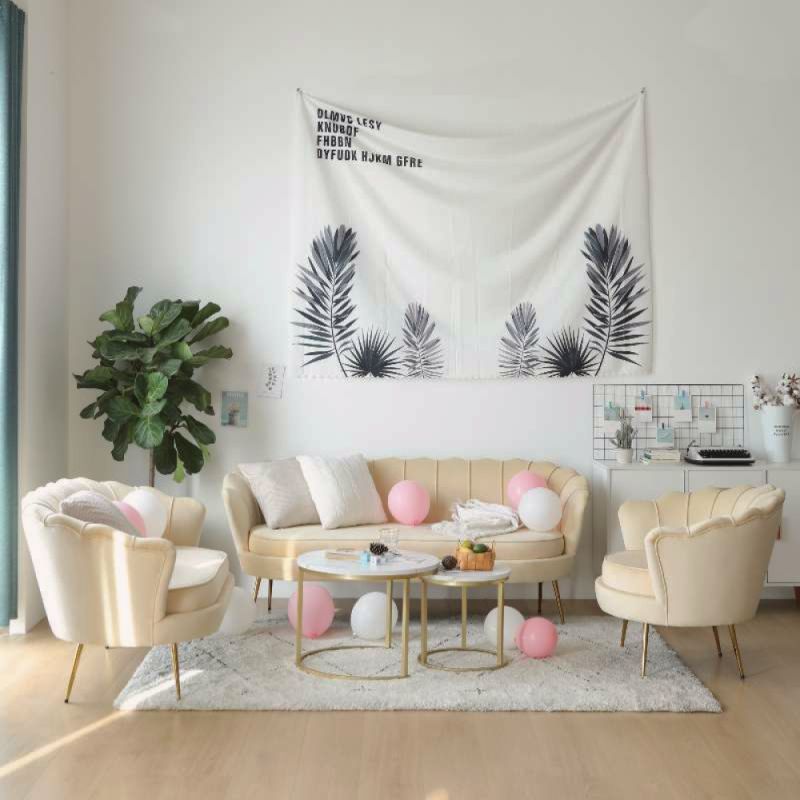 Luxusná pohovka, 3-sed, béžová Velvet látka, zlatá, NOBLEO TYP 2