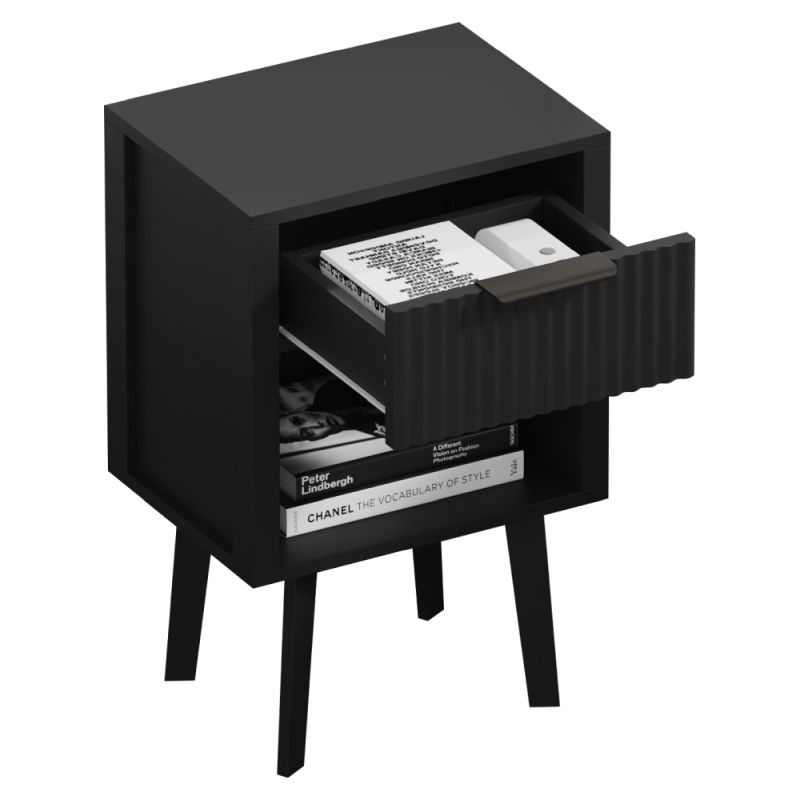 Nočný stolík, 39cm, čierny, TOBI