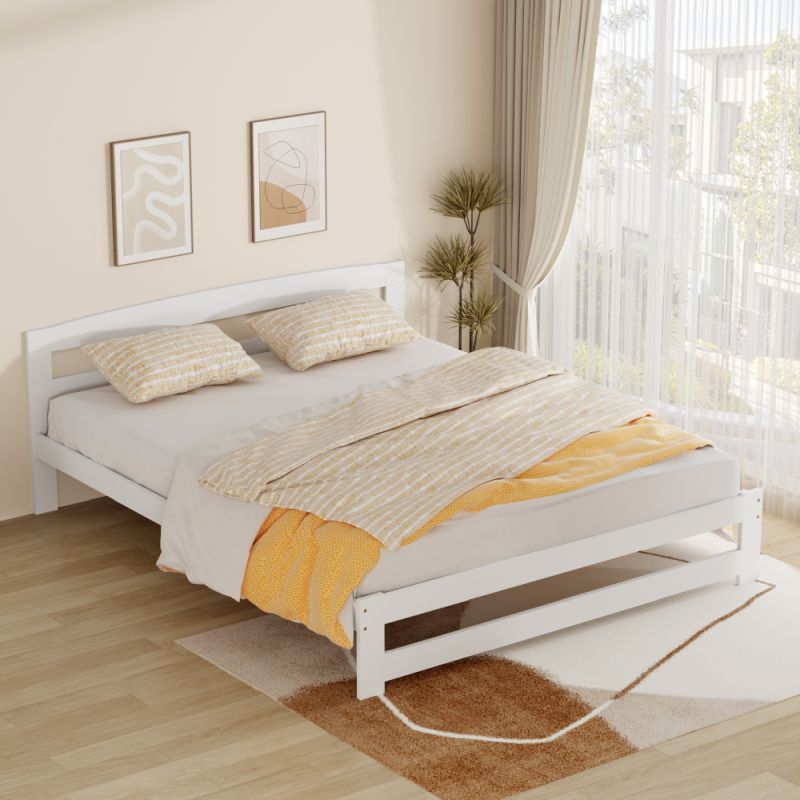 Manželská posteľ, 160x200, s roštom, biela, AZRA