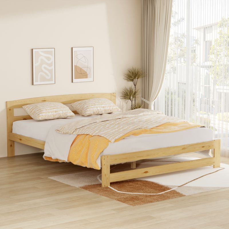 Manželská posteľ, 160x200, s roštom, prírodná, AZRA