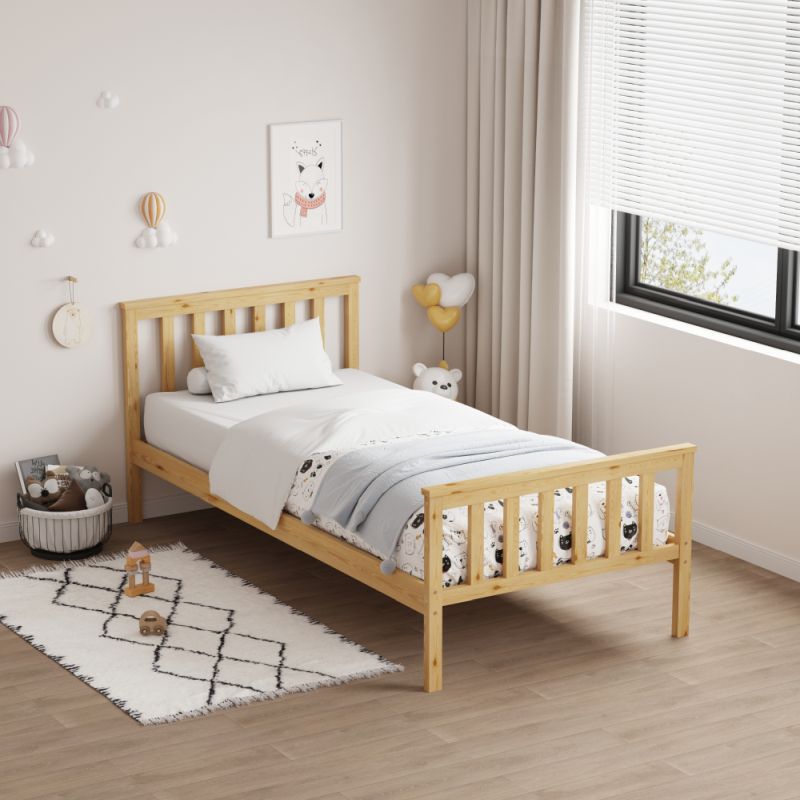 Posteľ, 90x200, s roštom, prírodná, ANATRA