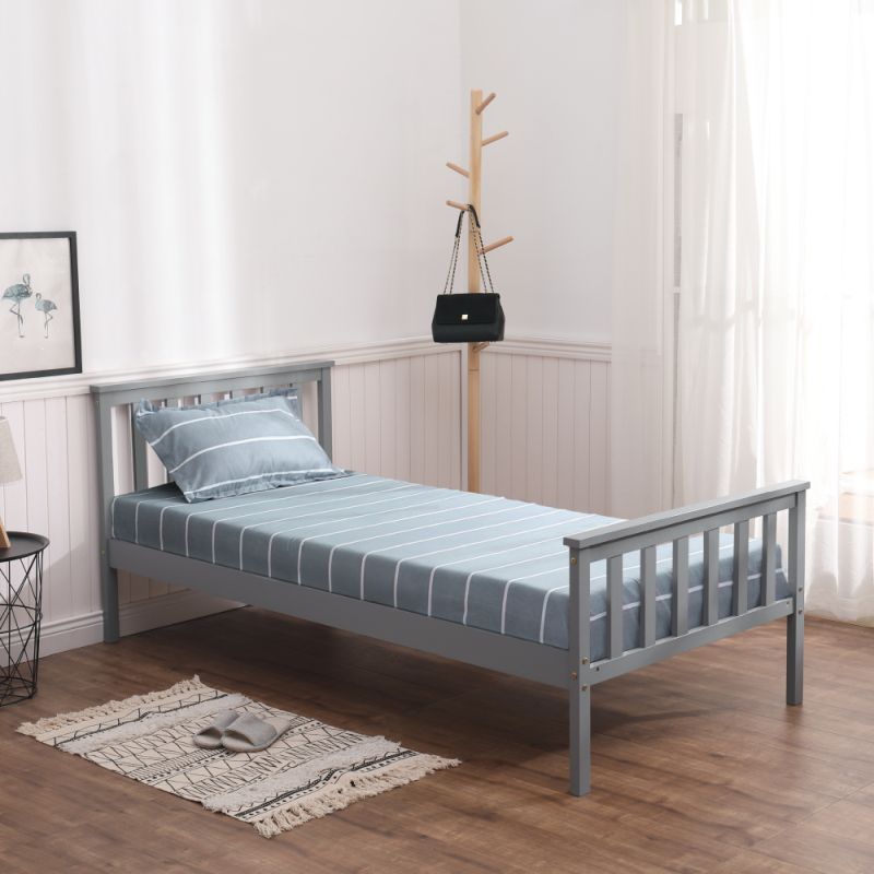 Posteľ, 90x200, s roštom, sivá, ANATRA