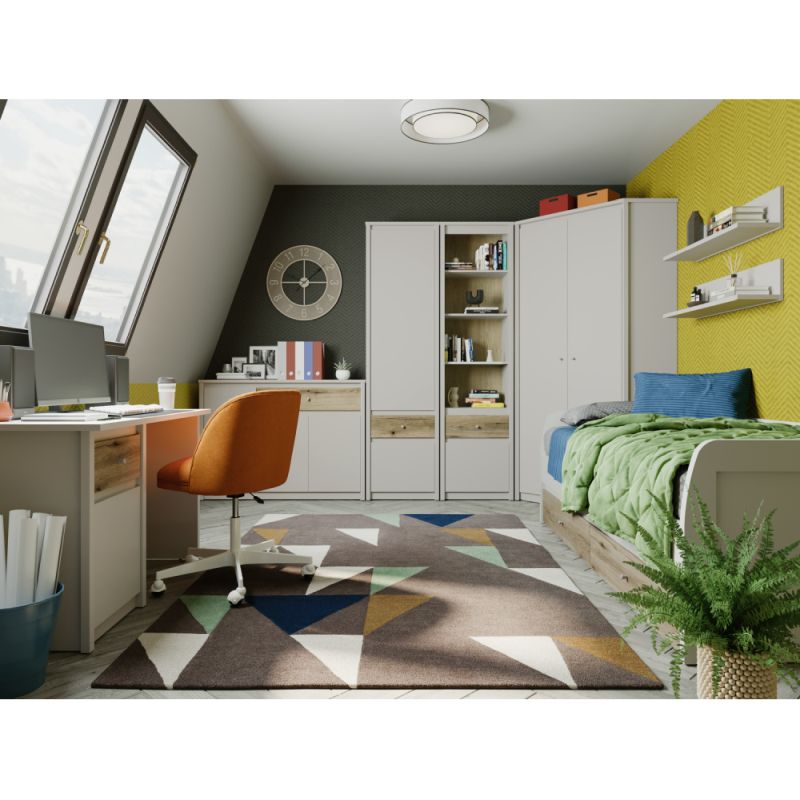 Rohová skriňa, 97cm, kombinovaná, kašmír, KAROS 2D